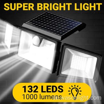 Benutzerdefinierte OEM 132LED Flexibler Verstellbarer Winkel Wireless Outdoor -Bewegungssensor aktiviert Outdoor Solar Wall Lampe